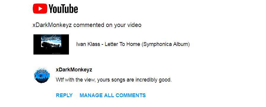 YOUTUBE COMMENTS IVAN KLASS LETTER FROM HOME - ORIGINAL CLASSICAL MUSIC SCORE